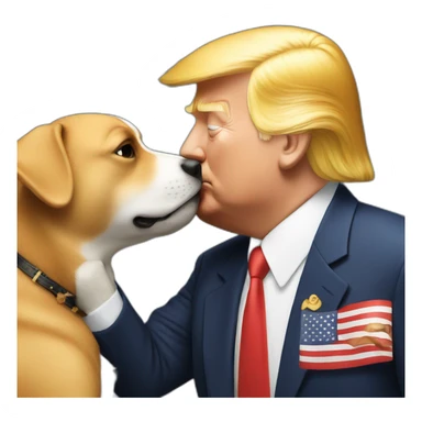 trump kissing a dog sticker