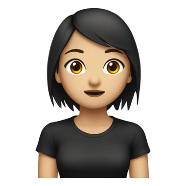 An Asian girl with short brown hair and black “Metallica” t-shirt sticker
