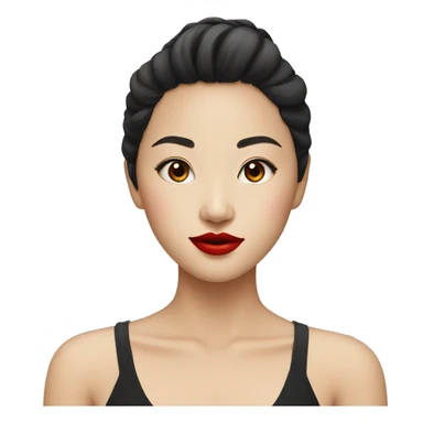 Asian girl with red lips sticker