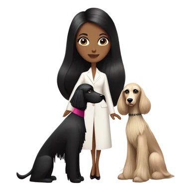 White fashion Women  black hair full body with Afghan Hound, Schiaparelli sticker
