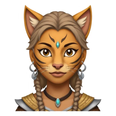 ESO female khajiit warrior with lashes and earrings sticker
