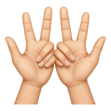 Similar to the heart hands emoji, this emoji should show a triangle created by the fingers of the hands where the two thumbs form the first side of the triangle and the remaining four fingers of each hand create one side each sticker