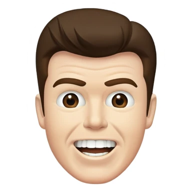 Rick Astley with straight face but with front teeth out and the picture is from the era of 1970-1995 or 2000 sticker