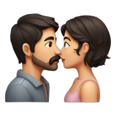 Kissing couple dark hair moustache sticker