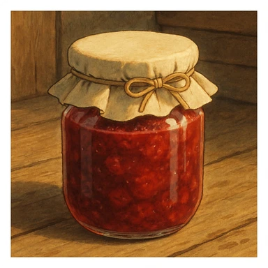 realistic jam jar, cozy, homemade sticker