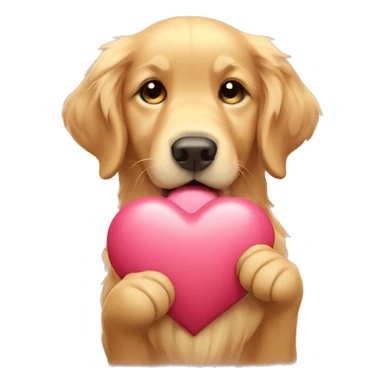 Golden Retriever holding a heart in paws  sticker