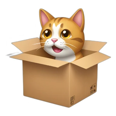 Gato asomando cabeza desde caja de carton sticker