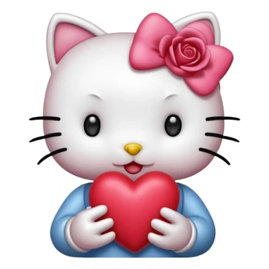 Hello kitty qui fait un bisous avec un cœur rose  sticker