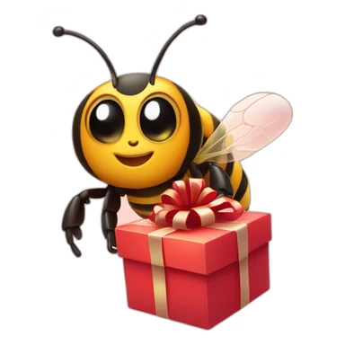 Bee with a gift box on his hands  sticker