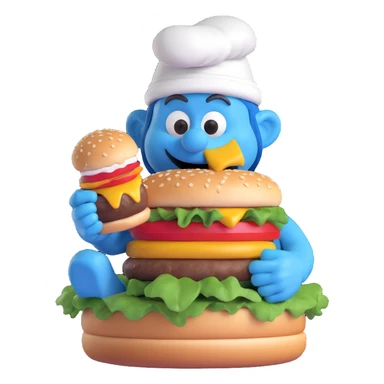smurf eating a burger sticker