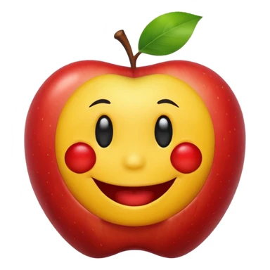 smiley face is eating apple  sticker