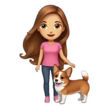 girl with long brown hair with corgi sticker