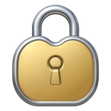 Chrome silver lock emoji, iOS emoji style, smooth metallic surface, rounded edges, reflective highlights, minimalistic sticker