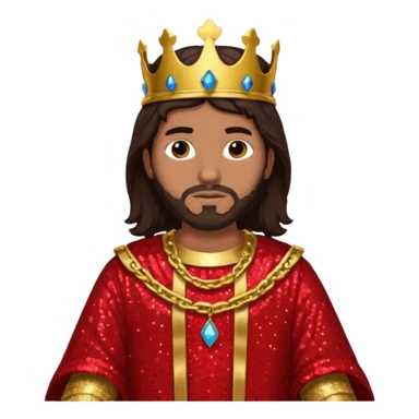 King Solomon from The Bible with dark brown hair,  red sequin outfit sticker