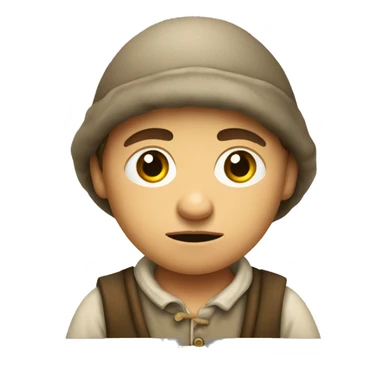 Sad European peasant child in pants sticker