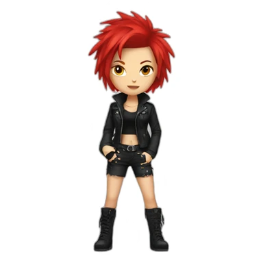 Female punk,red and black short hair sticker