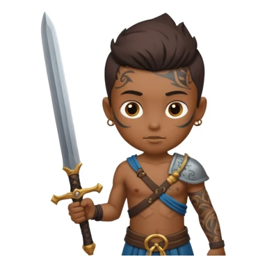 tattoed warrior ancient kid holding sword sticker