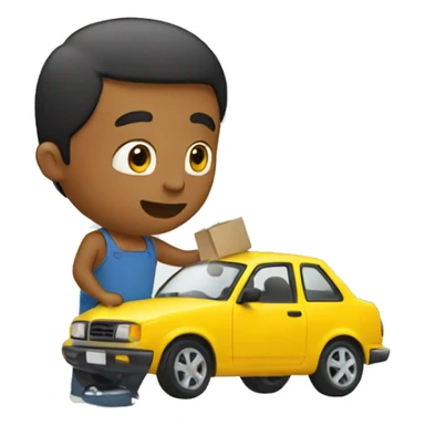 men opening a car sticker