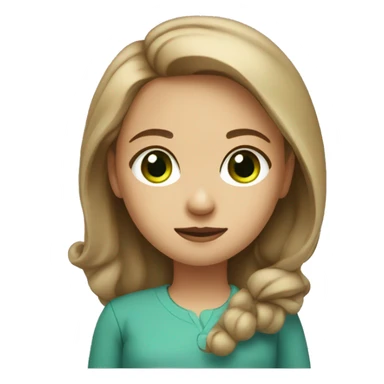 girl with sharp chin and light brown  hair with moderately big eyes and green eye color sticker