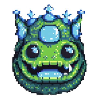 slime monster wearing a simple round crown sticker