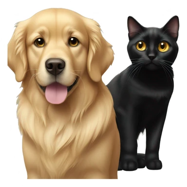 Golden retriever and black cat  sticker