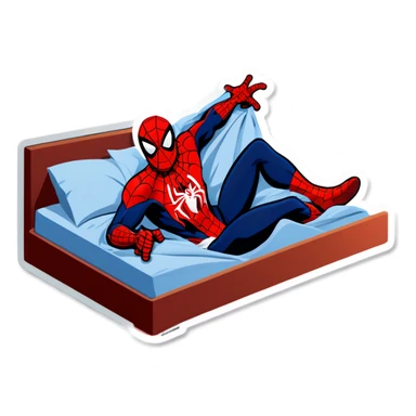 spiderman in bed sticker