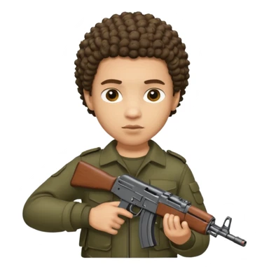 AK47 in hand, light skin male with shortest curly hair  sticker