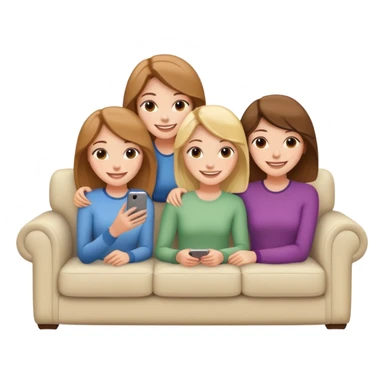 3 smiling girlfriends on couch sticker