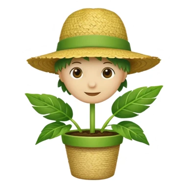 planta com chapéu de palha sticker
