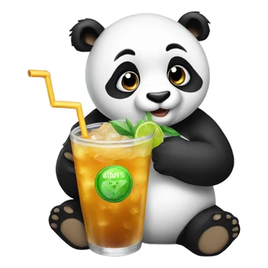 Panda with drink sticker