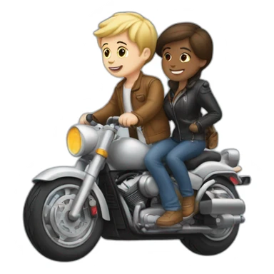 White Boy and girl Going in motorcycle sticker