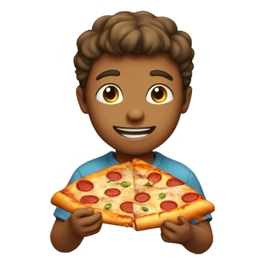 Boy eateing pizza sticker
