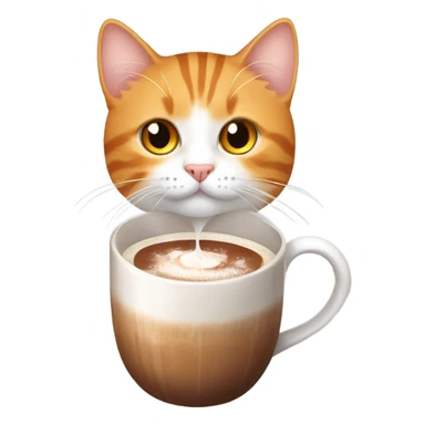 Orange and white tabby cat holding a hot cocoa sticker