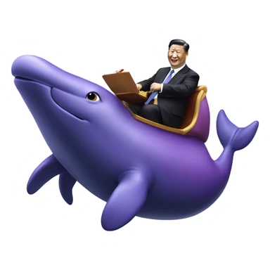 xi jinping riding purple whale sticker