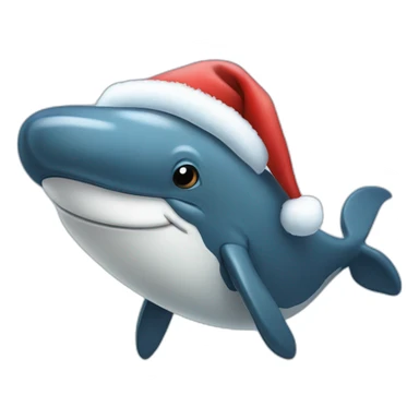 Humpback whale with a fluffy white beard wearing a Santa hat sticker