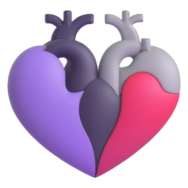 heart, half violet, half grey sticker
