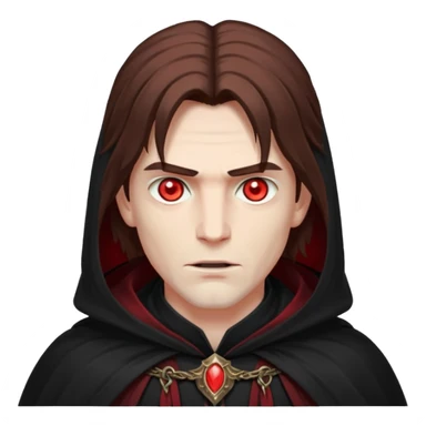 Evil, shadowie Male lord with Red glowing eyes and Long Brown Hair  sticker