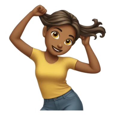 girl twirling hair sticker