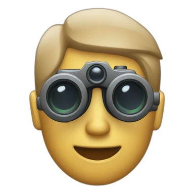 man with binoculars from window sticker