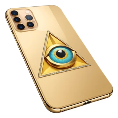 Gold iPhone 16 Pro Max, replace apple logo with fullgold all-seeing-eye logo backview sticker
