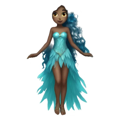 Beautiful, fairy, blue, turqoise, long hair, big wings sticker