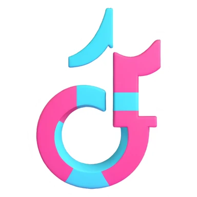 realistic 3D TikTok logo, with accurate proportions and TikTok's signature colors black white cyan and pink, for Discord role icon sticker