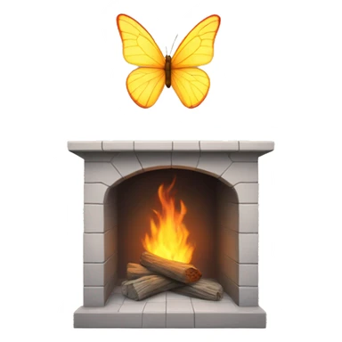 Hearth with butterfly sticker