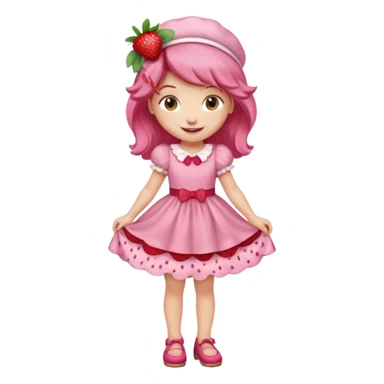 pretty and cute realistic modern day cartoon character strawberry shortcake full body sticker
