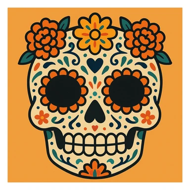 traditional sugar skull calavera with intricate decorations symbolizing Día de los Muertos sticker