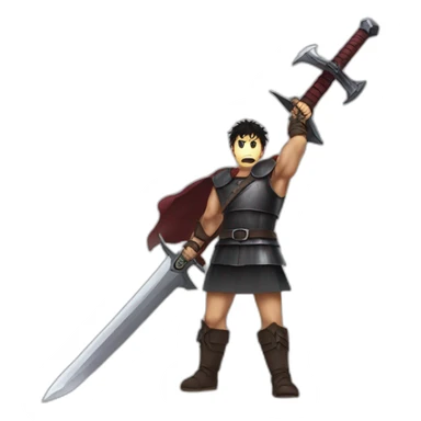 angry berserk guts carrying a huge sword on his shoulder sticker