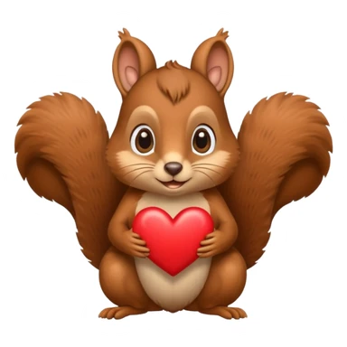 squirrel with big eyes making a heart with its hands, emoji style sticker