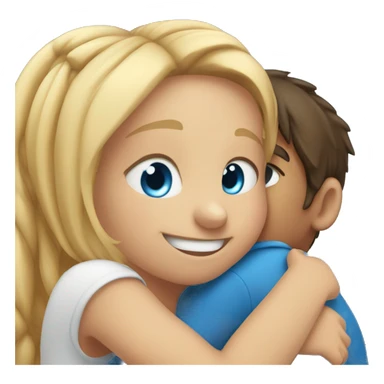 blue eyed smiling girl with boy hugging her from behind sticker