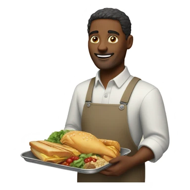 man with a tray of food sticker