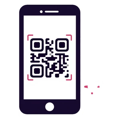 smartphone scanning QR code sticker